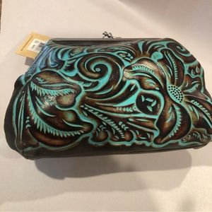 Patricia Nash Tooled Turquoise Sevena Clutch Pouch NWT